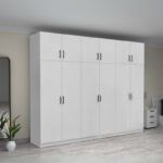 Ντουλάπα ρούχων Victoria Megapap εξάφυλλη με πατάρι χρώμα λευκό 300x60x240εκ. - Image 4