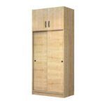Ντουλάπα ρούχων Regio Megapap δίφυλλη συρόμενη με πατάρι χρώμα φυσικό οξιάς 100x60x240εκ.
