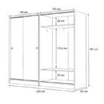 Ντουλάπα ρούχων Regio Megapap τετράφυλλη συρόμενη χρώμα φυσικό οξιάς 200x60x181εκ. - Image 5