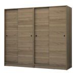 Ντουλάπα ρούχων Regio Megapap τετράφυλλη συρόμενη χρώμα καρυδί 200x60x181εκ.