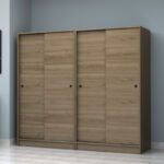 Ντουλάπα ρούχων Regio Megapap τετράφυλλη συρόμενη χρώμα καρυδί 200x60x181εκ. - Image 4