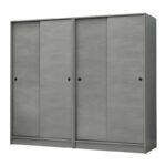 Ντουλάπα ρούχων Regio Megapap τετράφυλλη συρόμενη χρώμα γκρι σκυροδέματος 200x60x181εκ.