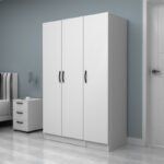 Ντουλάπα ρούχων Vivian Megapap τρίφυλλη χρώμα λευκό 120x51,8x181εκ. - Image 3