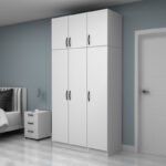 Ντουλάπα ρούχων Vivian Megapap τρίφυλλη με πατάρι χρώμα λευκό 120x51,8x240εκ. - Image 3