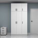 Ντουλάπα ρούχων Vivian Megapap τρίφυλλη με πατάρι χρώμα λευκό 120x51,8x240εκ. - Image 4