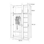 Ντουλάπα ρούχων Vivian Megapap τρίφυλλη με πατάρι χρώμα λευκό 120x51,8x240εκ. - Image 5