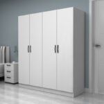 Ντουλάπα ρούχων Vivian Megapap τετράφυλλη χρώμα λευκό 160x51,8x181εκ. - Image 3