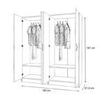 Ντουλάπα ρούχων Vivian Megapap τετράφυλλη χρώμα λευκό 160x51,8x181εκ. - Image 5