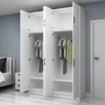 Ντουλάπα ρούχων Vivian Megapap τετράφυλλη με πατάρι χρώμα λευκό 160x51,8x240εκ. - Image 2