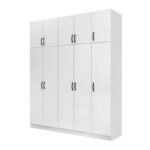 Ντουλάπα ρούχων Vivian Megapap πεντάφυλλη με πατάρι χρώμα λευκό 200x51,8x240εκ.