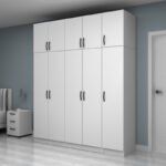 Ντουλάπα ρούχων Vivian Megapap πεντάφυλλη με πατάρι χρώμα λευκό 200x51,8x240εκ. - Image 3