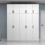 Ντουλάπα ρούχων Vivian Megapap πεντάφυλλη με πατάρι χρώμα λευκό 200x51,8x240εκ. - Image 4