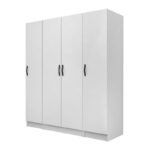 Ντουλάπα ρούχων Vivian Megapap τετράφυλλη χρώμα λευκό 160x51,8x181εκ.