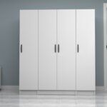 Ντουλάπα ρούχων Vivian Megapap τετράφυλλη χρώμα λευκό 160x51,8x181εκ. - Image 4