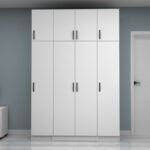 Ντουλάπα ρούχων Vivian Megapap τετράφυλλη με πατάρι χρώμα λευκό 160x51,8x240εκ. - Image 4