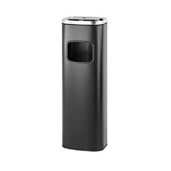 Χαρτοσταχτοδοχείο Πολυτελείας INOX 30 L με Βαρίδιο Μαύρο Τετράγωνο 27,1×19,5×81 cm