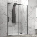 Καμπίνα από τοίχο σε τοίχο με διάφανο κρύσταλλο LEA 400 Black KARAG 120x200cm