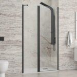 Καμπίνα από τοίχο σε τοίχο με διάφανο κρύσταλλο PANEX 400 ALTO Black KARAG 125x200cm