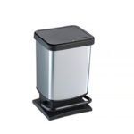 Πλαστικός Κάδος 20 L Τετράγωνος με Πεντάλ & Επικάλυψη Ανοξείδωτου Φιλμ
