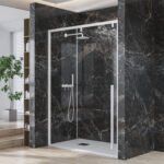 Καμπίνα από τοίχο σε τοίχο με διάφανο κρύσταλλο SANTORINI 400 White KARAG 130x200cm