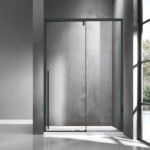 Καμπίνα από τοίχο σε τοίχο με διάφανο κρύσταλλο SANTORINI 400 Black KARAG 130x200cm