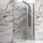 Καμπίνα από τοίχο σε τοίχο με διάφανο κρύσταλλο TINOS 400 Brushed Inox KARAG 80x200cm