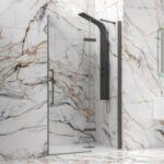 Καμπίνα από τοίχο σε τοίχο με διάφανο κρύσταλλο TINOS 400 Gun Metal KARAG 120x200cm