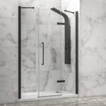 Καμπίνα από τοίχο σε τοίχο με διάφανο κρύσταλλο TINOS 600 Black KARAG 160x200cm (σταθερό 26cm)