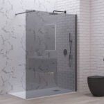 Σταθερό διαχωριστικό ντουζιέρας με fume κρύσταλλο WALKIN 1 Gun Metal KARAG 120x200cm