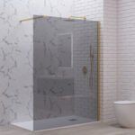 Σταθερό διαχωριστικό ντουζιέρας με fume κρύσταλλο WALKIN 1 Gold KARAG 120x200cm