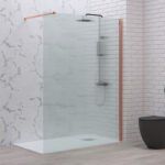 Σταθερό διαχωριστικό ντουζιέρας με flute κρύσταλλο WALKIN 1 Rose Gold KARAG 140x200cm