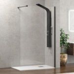 Σταθερό διαχωριστικό ντουζιέρας με διάφανο κρύσταλλο WALKIN 1 Gun Metal KARAG 50x200cm