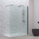 Σταθερό διαχωριστικό ντουζιέρας με flute κρύσταλλο WALKIN 1 Gun Metal KARAG 80x200cm