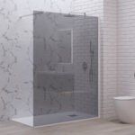 Σταθερό διαχωριστικό ντουζιέρας με fume κρύσταλλο WALKIN 1 White KARAG 90x200cm