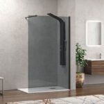 Σταθερό διαχωριστικό ντουζιέρας με fume κρύσταλλο WALKIN 1 Black KARAG 120x200cm