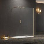 Σταθερό διαχωριστικό ντουζιέρας με διάφανο κρύσταλλο WALKIN 1 Gold KARAG 50x200cm