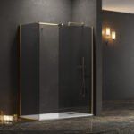 Σταθερά διαχωριστικά ντουζιέρας με fume κρύσταλλο WALKIN 2 Gold KARAG 90x200cm