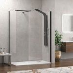 Σταθερά διαχωριστικά ντουζιέρας με διάφανο κρύσταλλο WALKIN 2 Black KARAG 50x200cm