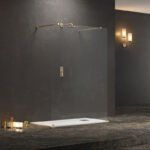 Σταθερό διαχωριστικό ντουζιέρας με διάφανο κρύσταλλο WALKIN 3 Gold KARAG 158x200cm