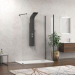 Σταθερό διαχωριστικό ντουζιέρας με διάφανο κρύσταλλο WALKIN 4 Black KARAG 90x90x200cm