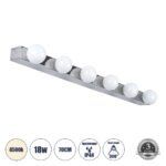 GLOBOSTAR® BELLA 60453 Μοντέρνο Φωτιστικό Τοίχου - Απλίκα Καθρέπτη Μπάνιου LED 18W 2052lm 300° AC 220-240V IP44 Φυσικό Λευκό 4500K - Bridgelux COB Chip & TÜV SÜD Driver - Ασημί & Λευκό - Μ70 x Π11 x Υ6cm - 3 Χρόνια Εγγύηση - Image 2