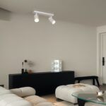 kelvo® SPOTA KLV-101-0137 Κινούμενο Φωτιστικό Σποτ Οροφής για 2 Λάμπες MR16 με Ντουί GU10 AC 220-240V IP20 - Λευκό Ματ - Μ30 x Π6 x Υ14.5cm