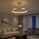 kelvo® NEMESIS KLV-101-0216 Κρεμαστό Φωτιστικό Οροφής LED 75W 7500lm 180° AC 220-240V IP20 Ρυθμιζόμενο Λευκό CCT με Χειριστήριο από 2700K έως 6000K Dimmable - Lumileds SMD Chip - Χρυσό Πλατίνα - Μ100 x Π100 x Υ4cm - 3 Χρόνια Εγγύηση