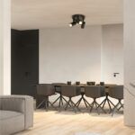 kelvo® SPOTA KLV-101-0144 Κινούμενο Φωτιστικό Σποτ Οροφής για 3 Λάμπες MR16 με Ντουί GU10 AC 220-240V IP20 - Μαύρο Ματ - Μ19 x Π19 x Υ14cm