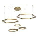 kelvo® LEXAGON KLV-101-0180 Κρεμαστό Φωτιστικό Οροφής LED 120W 12000lm 200° AC 220-240V IP20 Ρυθμιζόμενο Λευκό CCT με Χειριστήριο από 2700K έως 6000K Dimmable - Lumileds SMD Chip - Χρυσό Πλατίνα - Μ110 x Π90 x Υ110cm - 3 Χρόνια Εγγύηση - Image 3