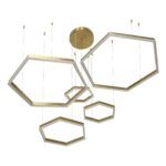 kelvo® LEXAGON KLV-101-0180 Κρεμαστό Φωτιστικό Οροφής LED 120W 12000lm 200° AC 220-240V IP20 Ρυθμιζόμενο Λευκό CCT με Χειριστήριο από 2700K έως 6000K Dimmable - Lumileds SMD Chip - Χρυσό Πλατίνα - Μ110 x Π90 x Υ110cm - 3 Χρόνια Εγγύηση - Image 4