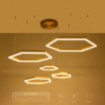 kelvo® LEXAGON KLV-101-0180 Κρεμαστό Φωτιστικό Οροφής LED 120W 12000lm 200° AC 220-240V IP20 Ρυθμιζόμενο Λευκό CCT με Χειριστήριο από 2700K έως 6000K Dimmable - Lumileds SMD Chip - Χρυσό Πλατίνα - Μ110 x Π90 x Υ110cm - 3 Χρόνια Εγγύηση - Image 11