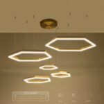 kelvo® LEXAGON KLV-101-0180 Κρεμαστό Φωτιστικό Οροφής LED 120W 12000lm 200° AC 220-240V IP20 Ρυθμιζόμενο Λευκό CCT με Χειριστήριο από 2700K έως 6000K Dimmable - Lumileds SMD Chip - Χρυσό Πλατίνα - Μ110 x Π90 x Υ110cm - 3 Χρόνια Εγγύηση - Image 12