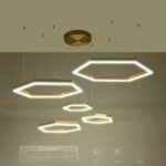 kelvo® LEXAGON KLV-101-0180 Κρεμαστό Φωτιστικό Οροφής LED 120W 12000lm 200° AC 220-240V IP20 Ρυθμιζόμενο Λευκό CCT με Χειριστήριο από 2700K έως 6000K Dimmable - Lumileds SMD Chip - Χρυσό Πλατίνα - Μ110 x Π90 x Υ110cm - 3 Χρόνια Εγγύηση - Image 13