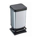 Πλαστικός Κάδος 40 Lt Τετράγωνος με Πεντάλ & Επικάλυψη Ανοξείδωτου Φιλμ